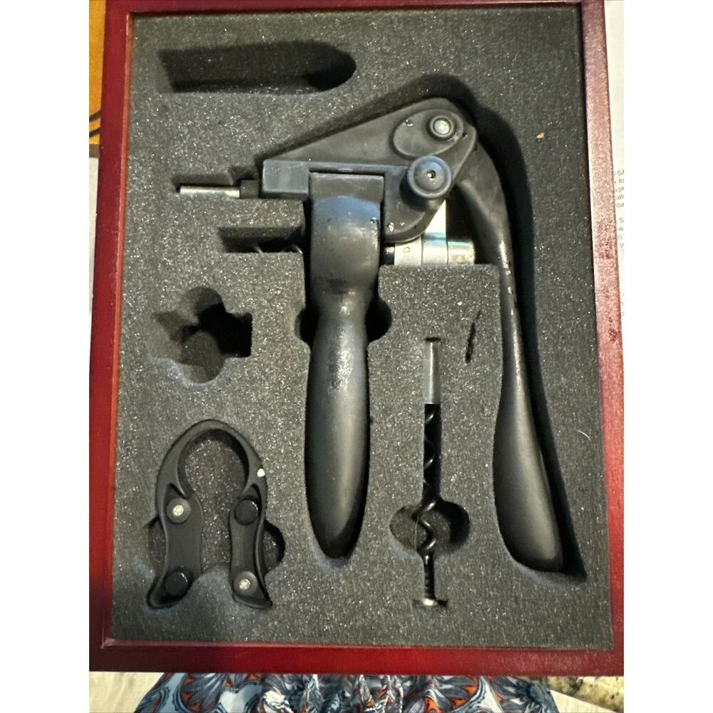 Vintage La Vigna Wine Opener & Accessories Set Wood Box
